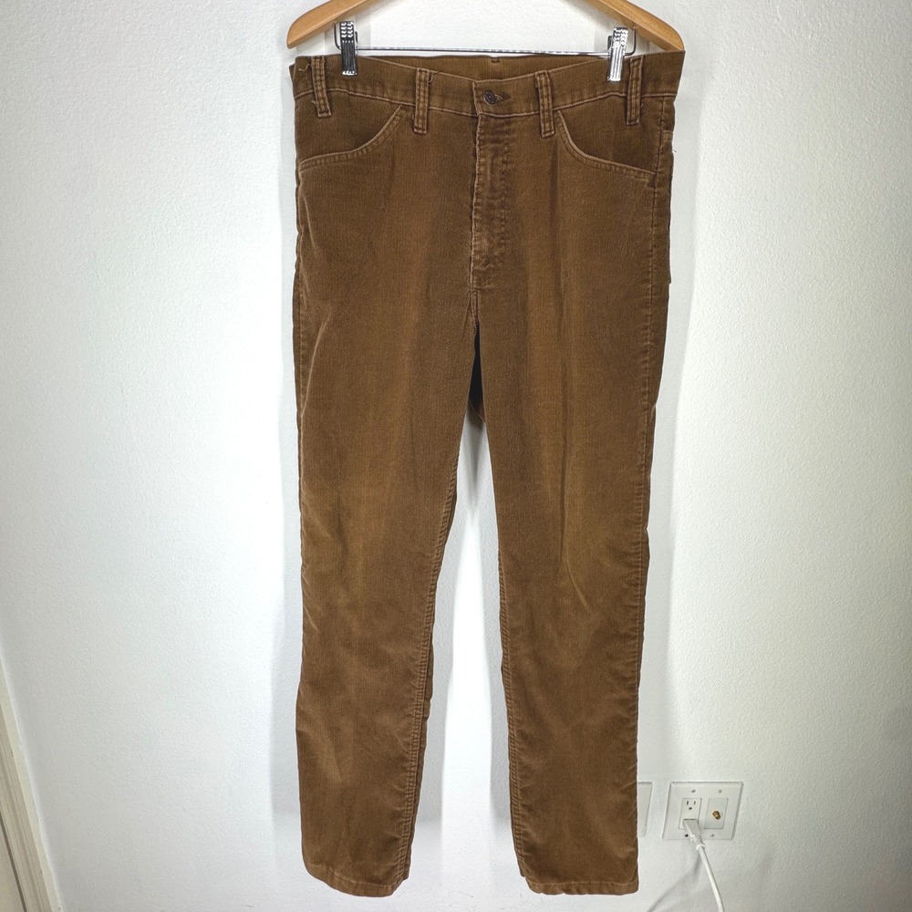 Vintage Levis 519 Corduroy Pants Mens 36x36 Brown Straight Leg White Tab 80s 90s
